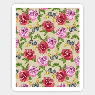 Roses And Butterflies Pattern Sticker